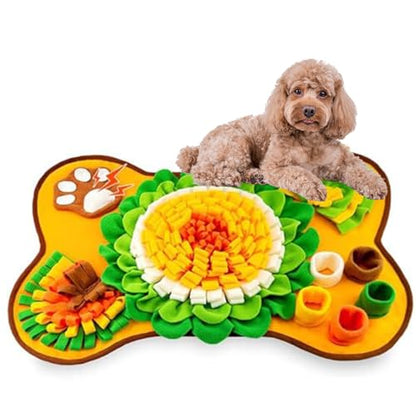 Washable Dog Snuffle Mat with Squeaker, Non-Slip Feeding Mat for Brain Games/25x17 Inch, Yellow - color: yellow