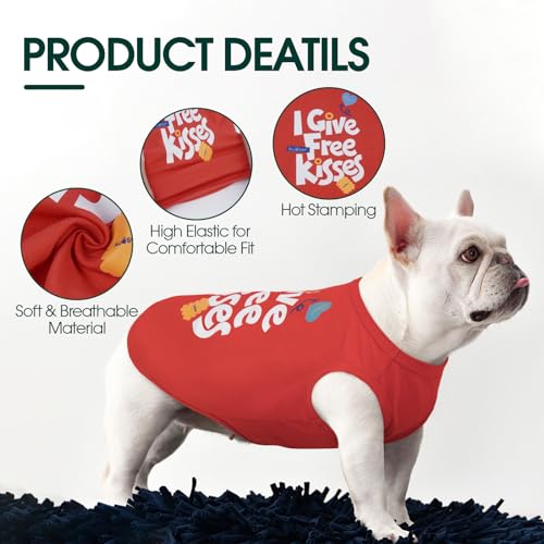 Kuoser Dog Shirt, Printed Dogs T-Shirt Soft Breathable Dog Shirts, Cute Doggy Sweatshirt for Small Medium Large Girls Boys, Pet Funny Clothes Tank Top Sleeveless Dogs Vest, Red L - color: Red, size: Large (Chest: 21.65")