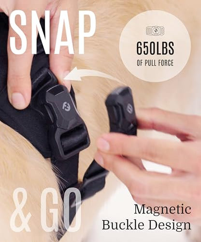 2026 New Edition, Fei & Eve MagEase Dog Harness - Instant Magnetic Buckle | 3-Point No-Pull Control | Heavy-Duty 900D Nylon | Dual Safety Handles | Breathable Mesh | Adjustable Fit | Large,Gray - color: Twilight Gray, size: L