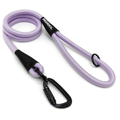Rope Dog Leash, 6 Foot Heavy Duty Dog Leash with Aviation Aluminum Auto Locking Carabiner, Strong Nylon Pet Lead for Small, Medium, Large Dogs (Purple, 6FT) - color: Purple, size: 6 Foot Single Handle