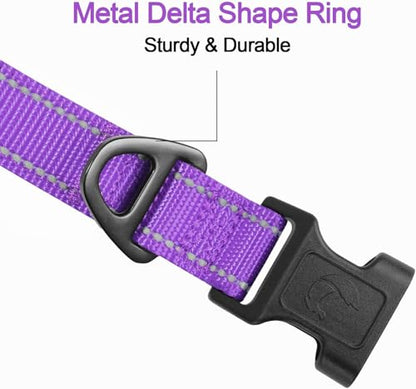 Reflective Dog Collar,Soft Neoprene Padded Breathable Nylon Pet Collar Adjustable for Large Dogs,Purple, L - color: Purple