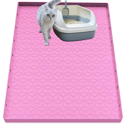 Cat Litter Mat, Silicone Large Cat Mat for Litter Box - 40x28 in, Waterproof & Non-Slip, Durable & Easy Clean, Pink - color: Pink, size: 40"L x 28"W