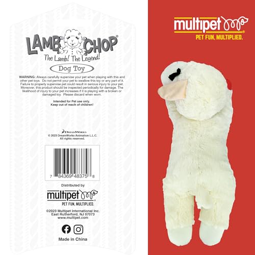 Multipet Lamb Chop Dog Plush Toy - Squeaky Toy for All Dogs - Extra Soft Plush - Stuffed Animal for Cuddling & Playing - Jumbo (24", Cream) - size: 24" Jumbo, style: White