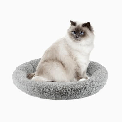 Round Cat Bed Washable Cat Donut Bed with Non-Slip Bottom Comfortable Soft Pet Bed for Indoor Cats/Gray （Diameter: 15.75"） - size: Diameter: 15.75"
