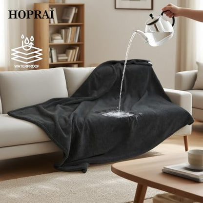 Waterproof Pet Blanket for Medium Large Dogs Washable Fluffy Thick Jacquard Shag Fleece Warm Sherpa Pet Blanket Cats Puppy Couch Protection (Gray L57*65inches) - color: Gray, size: 57*65