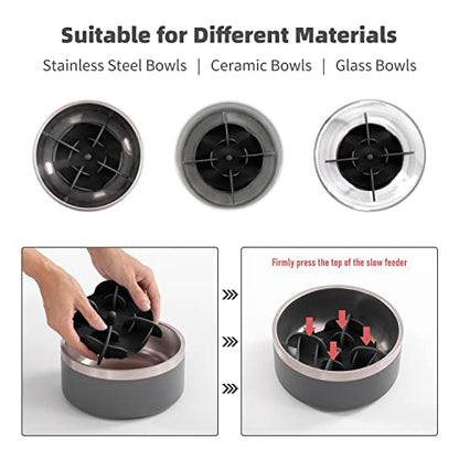 Jaoul Slow Feeder Dog Bowls Insert, 5.4 Inch Cuttable Slow Feeder Insert with 17 Octopus Suction Cups for Small Size Dog Food Bowl (Small, Black) - color: Black, size: Cuttable(Small)