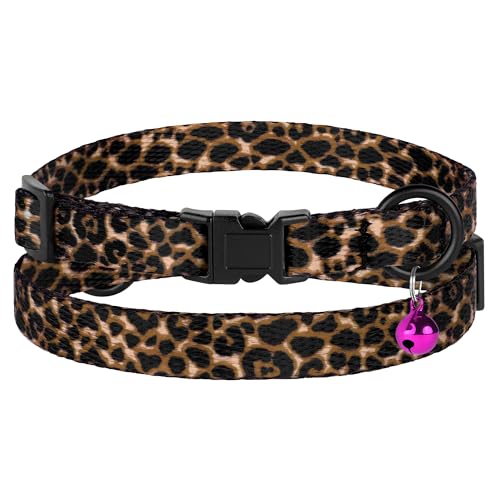 2 Pack Cat Collars with Bell - Breakaway Soft Collar for Girl & Boy Cats, Adjustable Safety Cute Kitten Collars – Comfortable Stylish Patterned Print Design Lightweight (Tribal + Leopard) - color: Tribal + Leopard