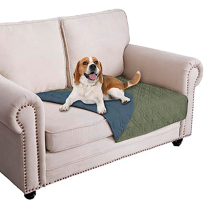 Ameritex Waterproof Dog Bed Cover Pet Blanket for Furniture Bed Couch Sofa Reversible - color: Green+navy Blue, size: 30x53 Inch (Pack of 1)