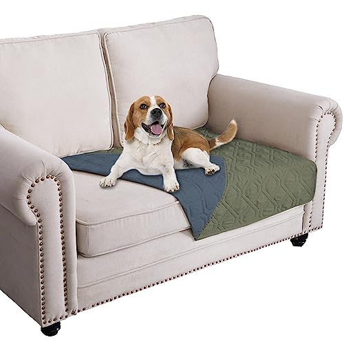 Ameritex Waterproof Dog Bed Cover Pet Blanket for Furniture Bed Couch Sofa Reversible - color: Green+navy Blue, size: 30x53 Inch (Pack of 1)