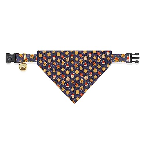 Ultra Joys Cat Collar - Breakaway Safety, Bells & Bowtie Gingerbread Man Small - color: Gingerbread-Whole Set, size: Small