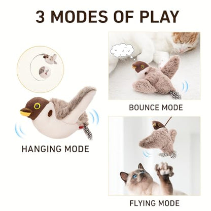 Flying Bird Cat Toy (Not a Flying Toy) – Flappy Bird Cat Toy with Flapping Wings & Chirping Sound, USB Rechargeable Motion-Activated Toy for Indoor Cats - style: Bird Cat Toy
