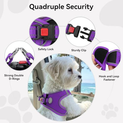 Joytale Small Dog Harness, Breathable Mesh Step-in Vest, Reflective Soft Padded Harnesses for Cats and Puppies Dogs, Purple, XXXS - color: Purple, size: XXXS--Chest: 10.5-12''
