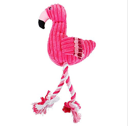 Dog Plush Toys,Cute Flamingo Durable Squeaky Teething Toys for Puppy, Interactive Stuffed Dog Chew Toys for Small-Large Dogs