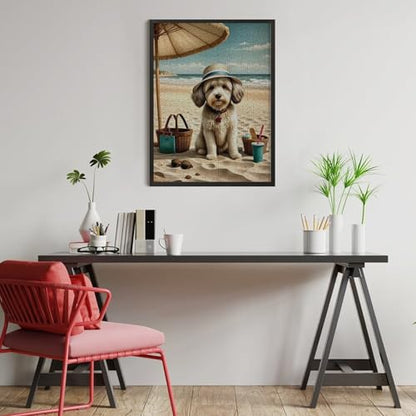 Havanese Dog at The Beach 1000-Piece Wooden Jigsaw Puzzle, Playful Dog Scene, Brain-Training Activity, Cozy Indoor Fun - color: #6