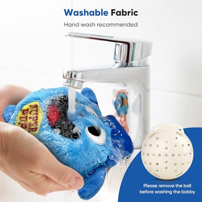 Petbobi Interactive Dog Toys Ball, USB Rechargeable Moving Dog Toy with Barking Sounds, Plush Monster Ball with Washable Cover, 4.9" Pet Toy for Small & Medium Dogs, Christmas & Birthday Gift - color: Blue