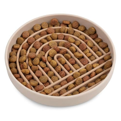Should We Go? Slow Feeder for Dogs, The Slowdown Bowl Silicone Slow Eating Mealtime Solution with Modern Lick Mat Design, Reduces Gulping, Fits 1 Cup, 6” Across x 1.25” Tall, Small-Tan - color: Tan - Rainbow Design, size: Small (6” Across x 1.25” Tall)