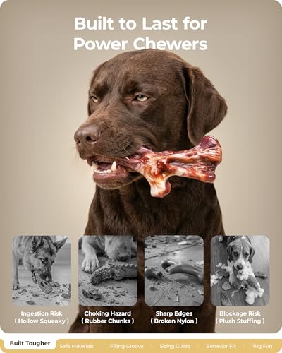 Dog Toys for Aggressive Chewers: 3 Pack Dog Chew Toys, Indestructible Dog Toy for Medium Large Dogs, Tough Dog Toys to Keep Them Busy, Chew Toys for Dogs, Bacon Flavor
