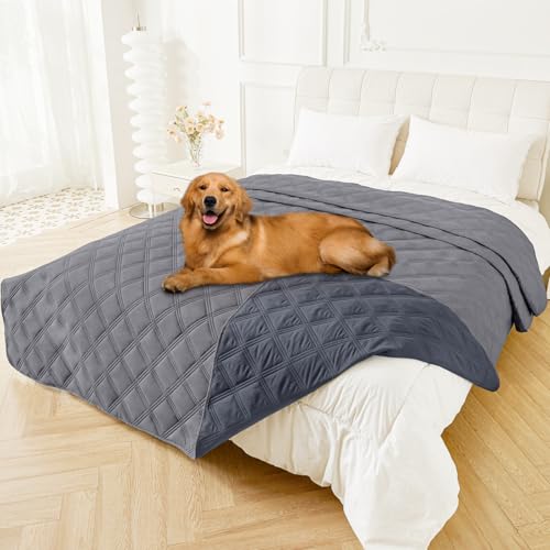 Smiry Waterproof Dog Bed Cover Blanket 82x120, Soft Reversible Pet Blanket, Washable Leakproof Cats Dogs Couch Cover for Sofa, Couch, Furniture, Grey/Dark Grey - color: Grey/Dark Grey, size: 82x120 Inch