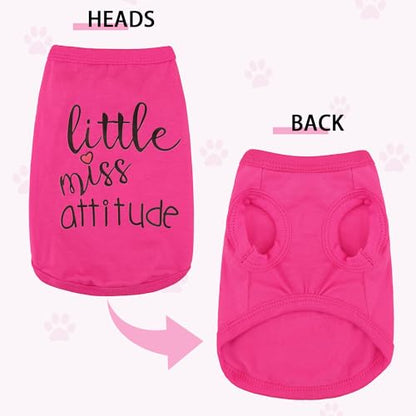 Expressive Cotton Dog Apparel: Soft, Lightweight Puppy Shirt Vest for Small and Medium Dogs, Featuring The Playful 'Cute but Psycho' Slogan Print Rose Red XX-Small - color: Rose Red, size: XXS-(1~3lb) | Chest(~11.8")
