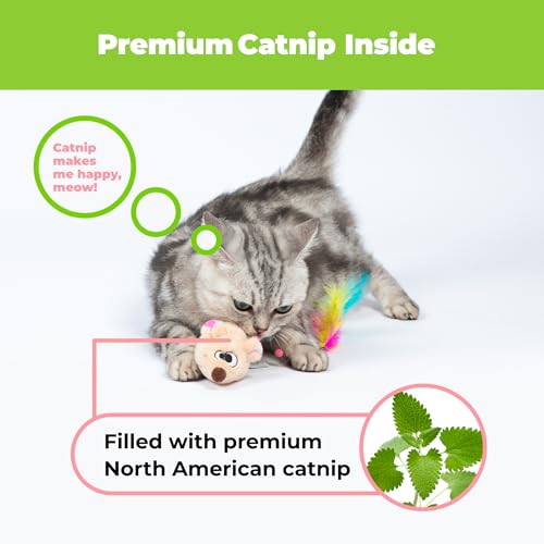 Catify by Best Pet Supplies Interactive Cat Toys – Plush, Motion-Activated & Squeaking Toys with Premium North American Catnip for Indoor Cats & Kittens - Squeaking Mice Set, Beige & Gray - color: Squeaking Mice Beige & Gray