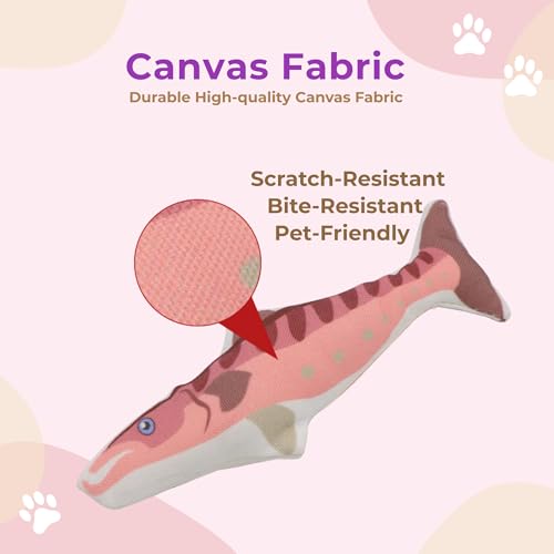 Cat Toys Fish 4-Pack, Durable Canvas Catnip Toys for Indoor Cats and Kittens, Interactive Kicker and Chew Toys, Soft Plush Cat Toys Set