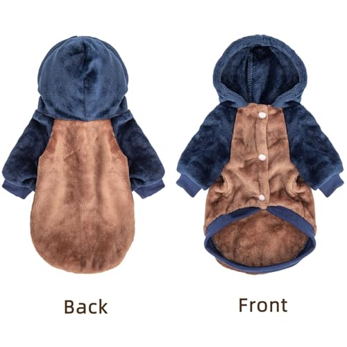 FabriCastle Dog Hoodie Sweater for Small Dogs Boy and Girl, Dog Clothes S XS XXS Puppy Sweatshirt, Pet Outfit, Cat Clothing Super Soft Warm Snap On Closure (Camel-Navy, X-Small) - color: Camel-Navy, size: X-Small