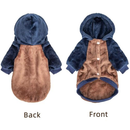 FabriCastle Dog Hoodie Sweater for Small Dogs Boy and Girl, Dog Clothes S XS XXS Puppy Sweatshirt, Pet Outfit, Cat Clothing Super Soft Warm Snap On Closure (Camel-Navy, X-Small) - color: Camel-Navy, size: X-Small