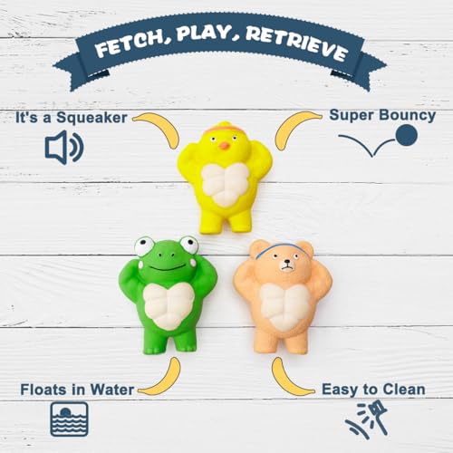 3 Pack Squeaky Dog Toys for Medium Dogs, Soft Latex Chicken Squeaky Dog Ball, Cute Funny Squeak Different Animals Frog Bear Chicken Pet Toys - color: Different Animals - 3 Pack, size: Medium