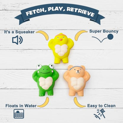 3 Pack Squeaky Dog Toys for Medium Dogs, Soft Latex Chicken Squeaky Dog Ball, Cute Funny Squeak Different Animals Frog Bear Chicken Pet Toys - color: Different Animals - 3 Pack, size: Medium