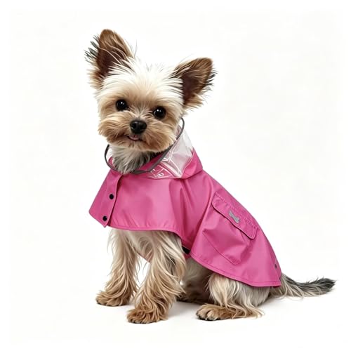 Dog Raincoat,Adjustable Waterproof Rain Jacket for Small Medium Large Dogs Puppy,Lightweight Hooded Dog Rain Poncho with Leash Hole Strip Reflective - color: Hot Pink, size: XS(4-9lb)