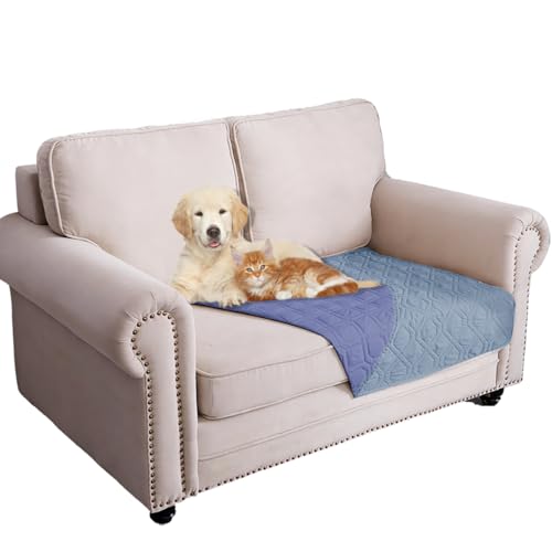 Ameritex Waterproof Dog Bed Cover Pet Blanket for Furniture Bed Couch Sofa Reversible - color: Stoneblue+violetblue, size: 30x53 Inch (Pack of 1)