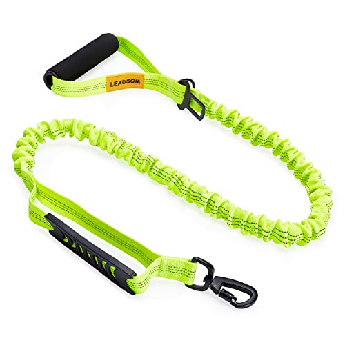 6FT Highly Reflective Heavy Duty Elastic Bungee Medium and Large Dog Leash Shock Absorbing with Comfortable Padded Handle and Traffic Handle Suitable for Training - color: Green