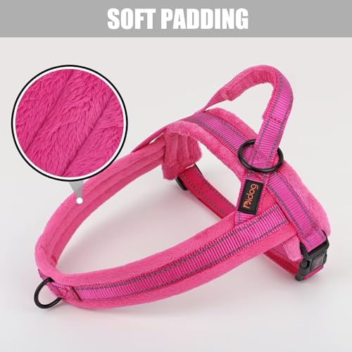 Didog Soft Flannel Padded Dog Vest Harness, No Pull/Quick Fit Reflective Dog Strap Harness, Easy for Training Walking (XS:Chest 15-18", Hot Pink) - color: Hot Pink, size: XS:chest 15-18"