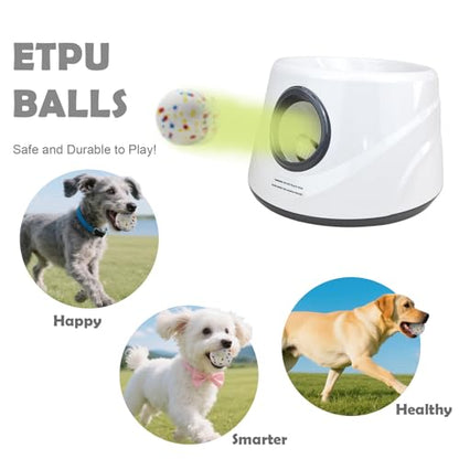 MEKAPLE Automatic Dog Ball Launcher, Upgraded Interactive Dogs Balls Thrower for Small Dogs, Distance Adjustable Mental Stimulating Dog Toys with 4 Durable Etpu Balls 2.2 Inch (Silver Grey) - color: Silver Grey