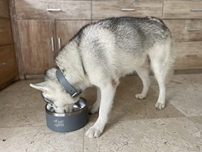 Tuff Pupper 100 oz Heavy Duty Insulated Stainless Steel Dog Bowl for Large Dogs, Non-Slip Base, Dishwasher Safe - color: Cool Grey, size: 100oz