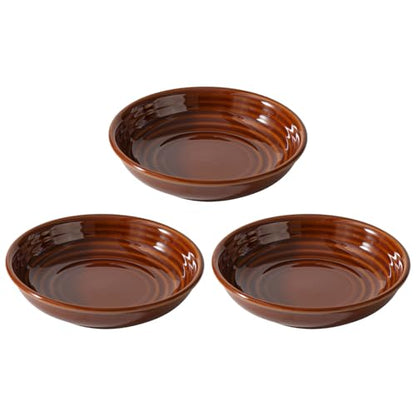 Havniva Ceramic Cat Bowl Whisker Friendly 5.5” Cat Dishes Shallow Cat Food Bowl Anti-Slip Pet Water Bowls for Indoor Cats, Wide Cat Food Dish Prevent Whisker Fatigue (3 Pack) - color: Caramel Brown - A