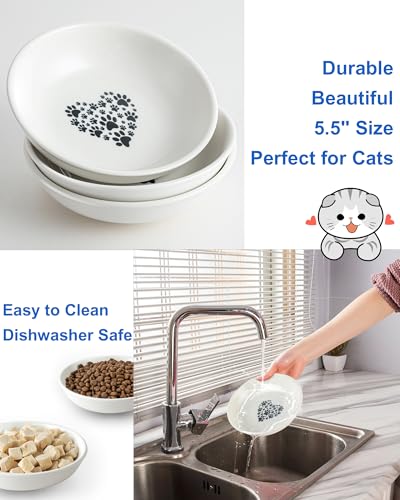 Ceramic Cat Bowl Whisker Friendly – Wide Shallow Cat Food Dish with Non-Slip Base, Dishwasher Safe Feeding Bowl for Indoor Cats - size: 1 PC aixin