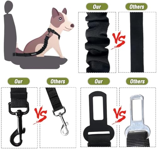 Dog Seat Belt,Retractable Dog Car Harness Seat Belt for Car Adjustable Nylon Pet Safety Seat Belts Heavy Duty & Elastic Bungee Buffer - color: 10-Light Green