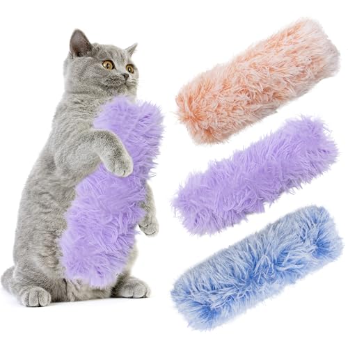 3 Pack Catnip Soft Durable Cat Pillows, Rich Color Catnip Indoor Interactive Cat Kicker, Companion Toys for Cats (Purple Set) - color: Purple+Blue+Pink