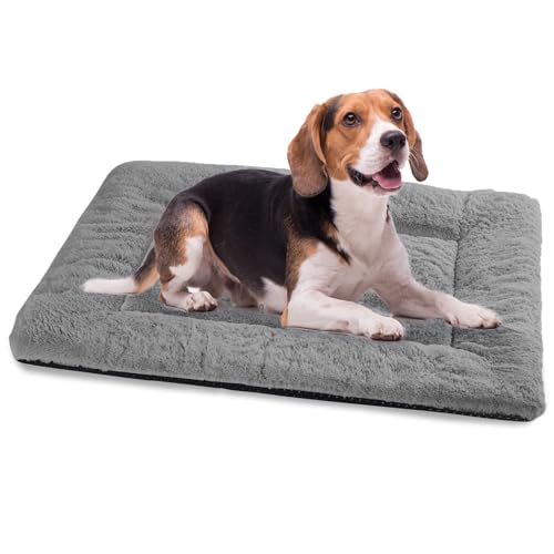 Dog Crate Pad Washable, Plush 36 x 23 Inch Anti-Slip Kennel Mat for Medium to Large Dogs up to 70 lbs, Fits Wire or Metal Crates, Travel, Home, Training Use, Dark Grey - color: Dark Grey, size: 36.0"L x 23.0"W x 1.5"Th