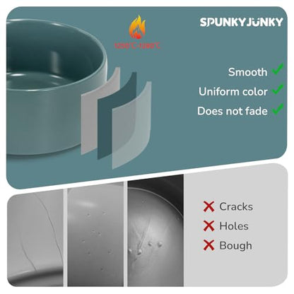SPUNKYJUNKY 13.5OZ Ceramic Dog and Cat Bowl, Modern Cute Weighted Food Water Bowl for Replacement Light Green (1 Pack) - color: Light Green, size: 1.7 CUPS