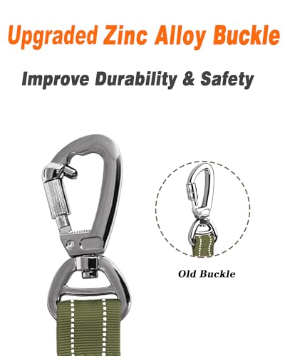 AUBELL Tactical Dog Leash Heavy Duty,4-6ft Reflective Strong No Pull Bungee Leash for Medium Large Dogs with Comfortable Padded Double Handle,Car Seat Belt,360 Degree Rotating Carabiner,Green - color: M/L-Green(4-6FT)