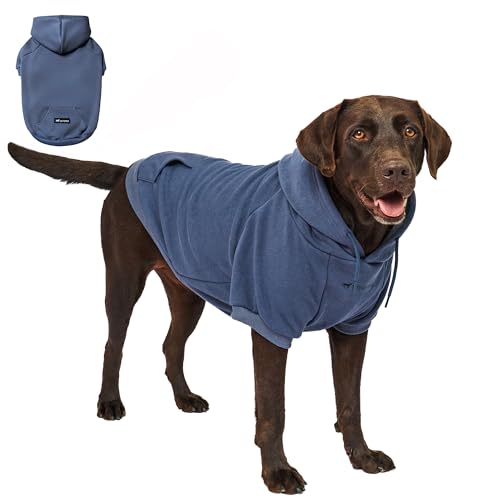 Tuff Pupper Dog Hoodie | Premium Quality Insulated Fabric | Ultra Soft Interior for Superior Comfort | Elastic Cuffs & Drawstring for Warmth | Stretch Fit Suitable for All Breeds (Blue, XL) - color: Slate Blue, size: 60-80 lbs (X-Large)