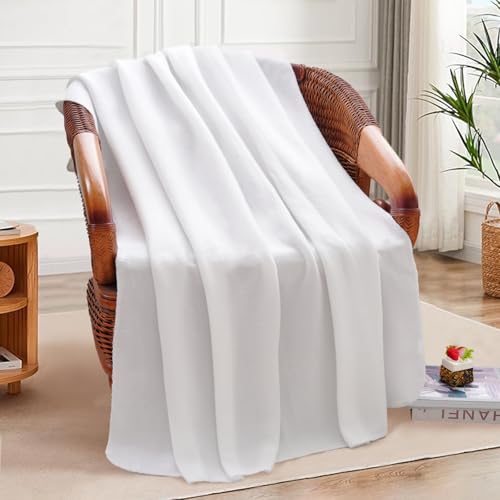 ZYFZCYBL Fleece Throw Blankets Lightweight Warm Soft Cozy Pet-Friendly Bulk Fleece Throw Blanket Solid for Home Bed, Sofa，Office,Gifts, Couch (Pack of 6-50 x 60 inch，White) - color: White