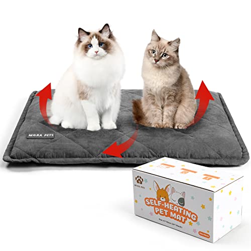 Mora Pets Self Heating Cat Bed Self Warming Cat Bed Thick Thermal Pet Bed Mat 36 x 24 Inches Removable Washable Cover for Outdoor Indoor Cats and Dogs Suede Grey Large - color: Suede Grey, size: 36"L x 24"W x 2"Th