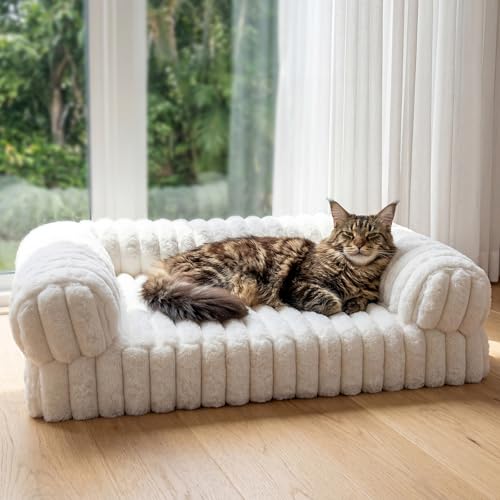 Cat Bed, Cat Beds for Indoor Cats, Winter Self Warming Pet Sofa Bed, Washable Medium Pet Bed for Puppy and Small to Large Kitten with Anti-Slip Bottom, Fits Up to 65lbs Pets - size: 24*18*10 inches