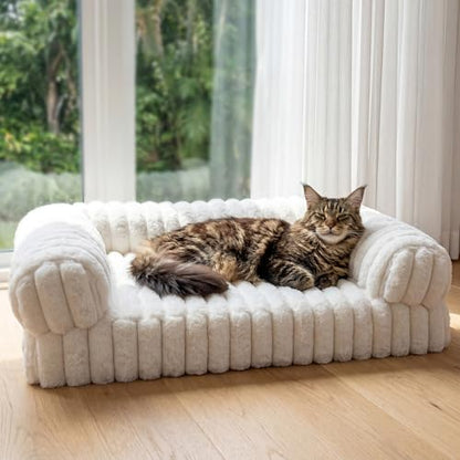 Cat Bed, Cat Beds for Indoor Cats, Winter Self Warming Pet Sofa Bed, Washable Medium Pet Bed for Puppy and Small to Large Kitten with Anti-Slip Bottom, Fits Up to 65lbs Pets - size: 24*18*10 inches