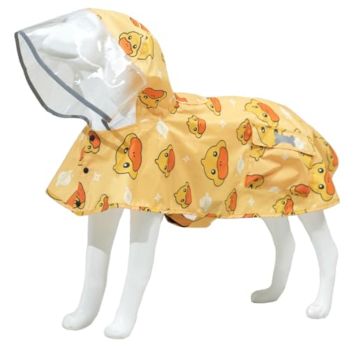 Dog Raincoat,Waterproof Rain Poncho with Hoodie, High Reflective Adjustable Pet Rain Jacket with Leash Hole for Small Medium and Large Dogs (Yellow Duck, X-Small) - color: Yellow Duck, size: X-Small: 4-9lbs