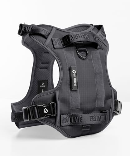 2026 New Edition, Fei & Eve Classic Dog Harness - Quick-Release Buckles | 3-Point No-Pull Control | Heavy-Duty 900D Nylon | Dual Safety Handles | Breathable Mesh | Adjustable Fit | Medium,Black - color: Black, size: M