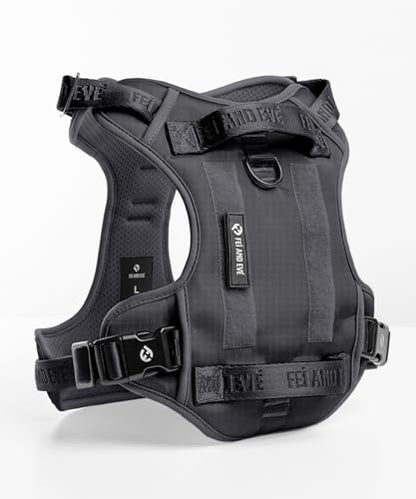2026 New Edition, Fei & Eve Classic Dog Harness - Quick-Release Buckles | 3-Point No-Pull Control | Heavy-Duty 900D Nylon | Dual Safety Handles | Breathable Mesh | Adjustable Fit | X-Large,Black - color: Black, size: XL
